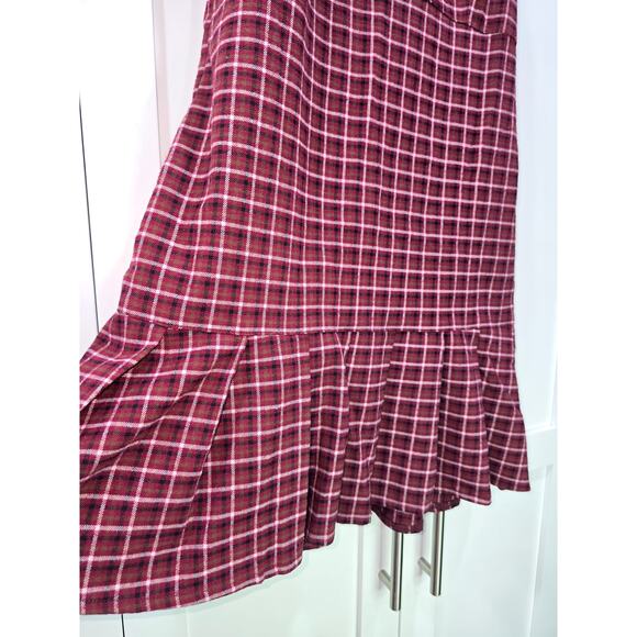 Hollister Burgundy Plaid Ruffle Hem Dress – Size M - Picture 10 of 15